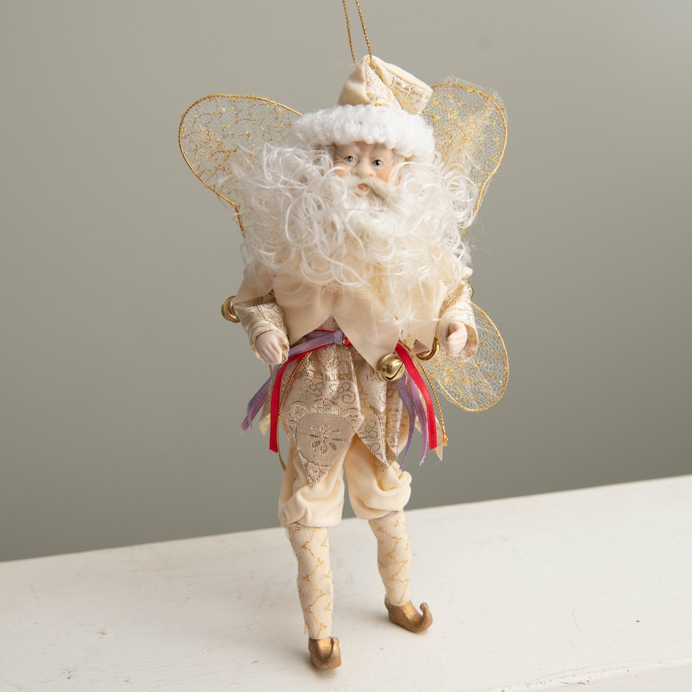 Santa Fairy Elf Ornament Cannon Falls Porcelain Gold Mark Roberts Style Folk Art